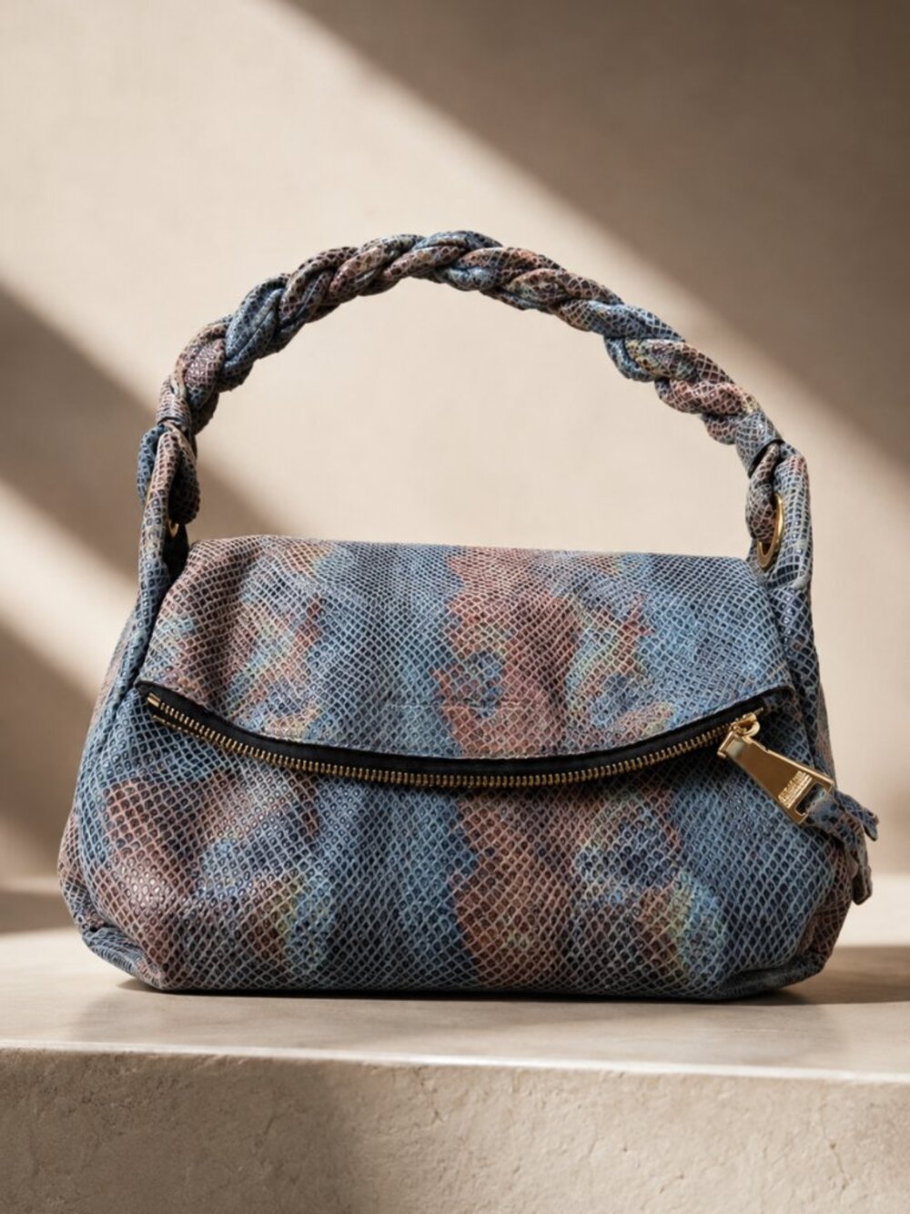 Aimee Kestenberg Leather Snake / Reptile Print Shoulder Bag